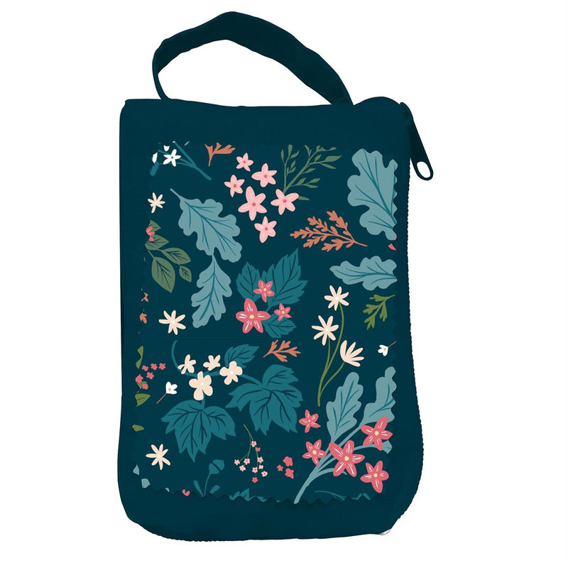 Bursting Botanicals Tote Foldable Compact Tote Bag, 15.5"L x 4.5"W x 16.5"H