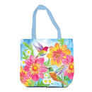 Colorful Humming Bird and Flowers Compact Tote Bag