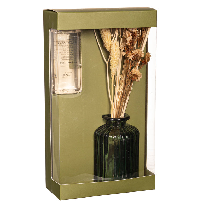 Evergreen Gifts,9.25" Glass Fragrance Diffuser with Dried Floral,2.3x2.3x9.25 Inches