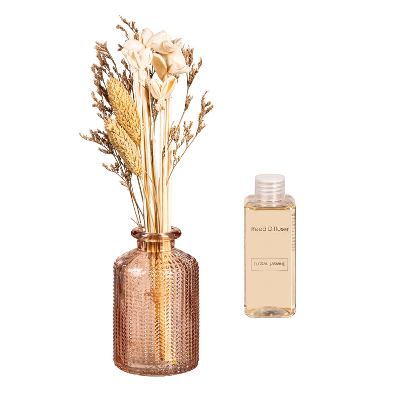 Evergreen Gifts,9.25" Glass Fragrance Diffuser with Dried Floral,2.3x2.3x9.25 Inches