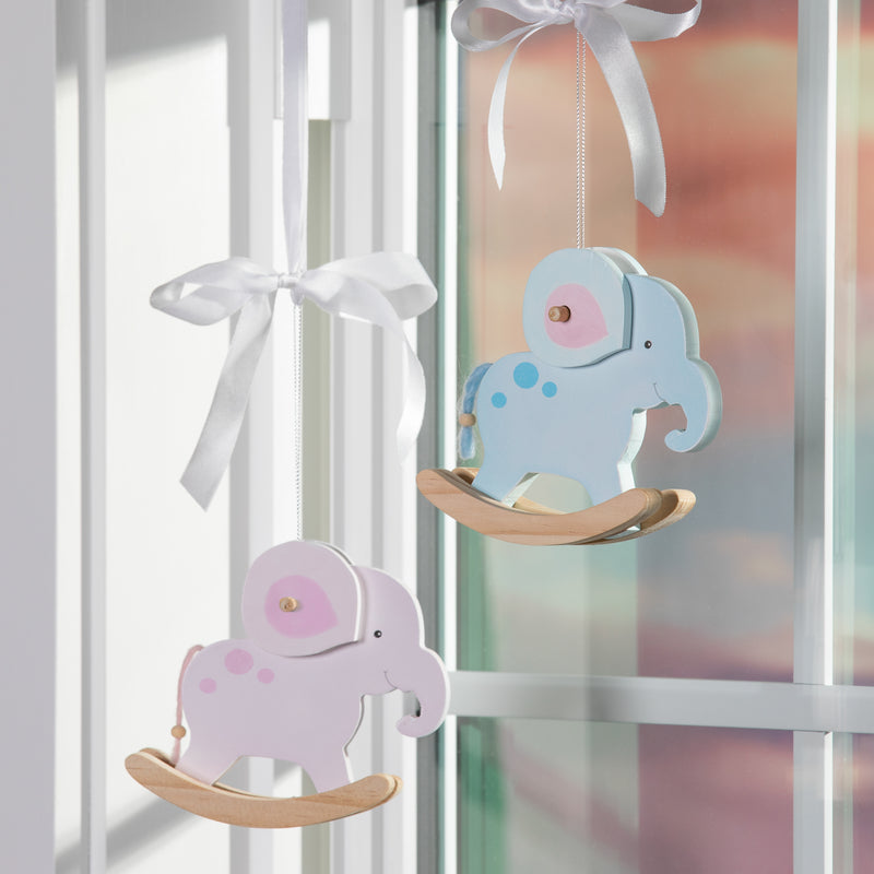 Rocking Elephant Wood Hanging Decor, 5"