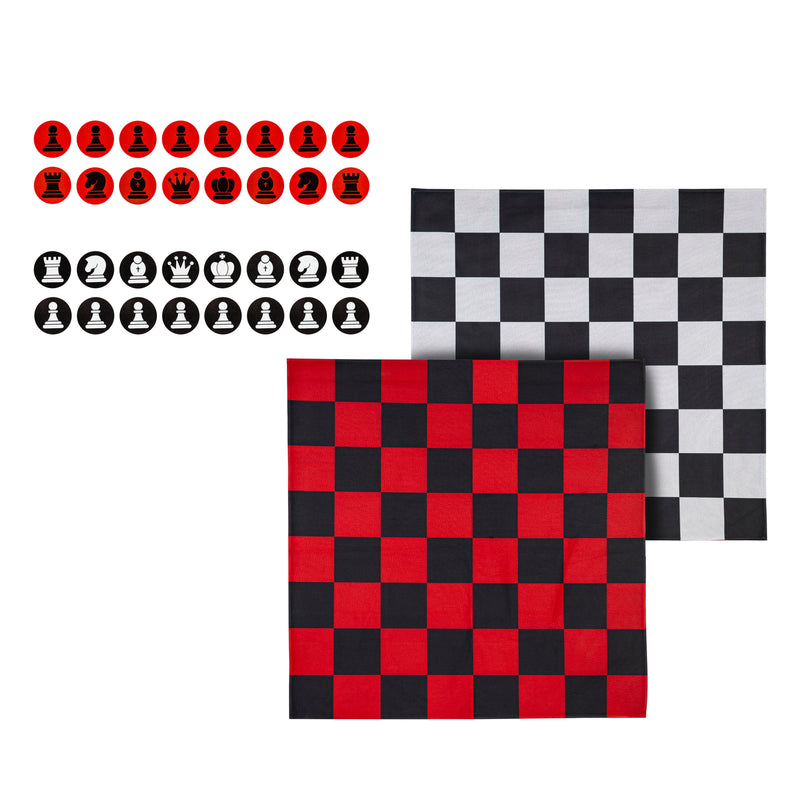 Outdoor Reversible Game Set with Storage Bag, Checkers/Chess,7oyg001