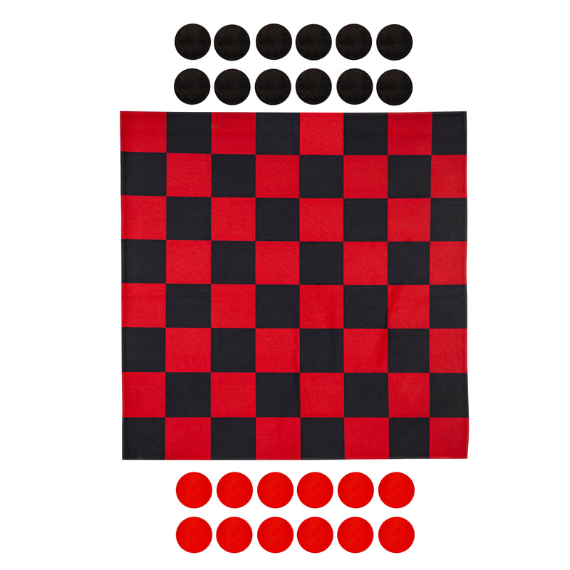 Outdoor Reversible Game Set with Storage Bag, Checkers/Chess,7oyg001