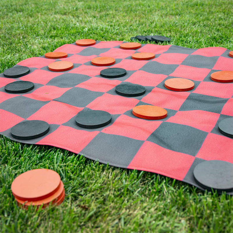 Outdoor Reversible Game Set with Storage Bag, Checkers/Chess