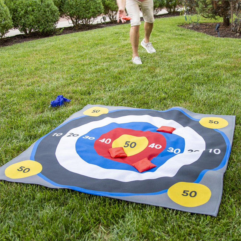 Outdoor Reversible Game Set with Storage Bag, Three In A Row/Target Toss