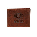 San Francisco 49ers, Embossed 100% Genuine Tumbled Leather Passcase Bi-Fold Wallet, Brown