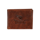 Tennessee Titans, Embossed 100% Genuine Tumbled Leather Passcase Bi-Fold Wallet, Brown