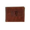 Chicago Brownhawks, Embossed 100% Genuine Tumbled Leather Passcase Bi-Fold Wallet, Brown