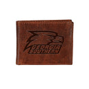 Georgia Southern University, Embossed 100% Genuine Tumbled Leather Passcase Bi-Fold Wallet, Brown