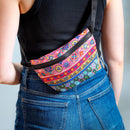 Geometric Tapestry Cross Body Bag with Adjustable Buckle Strap