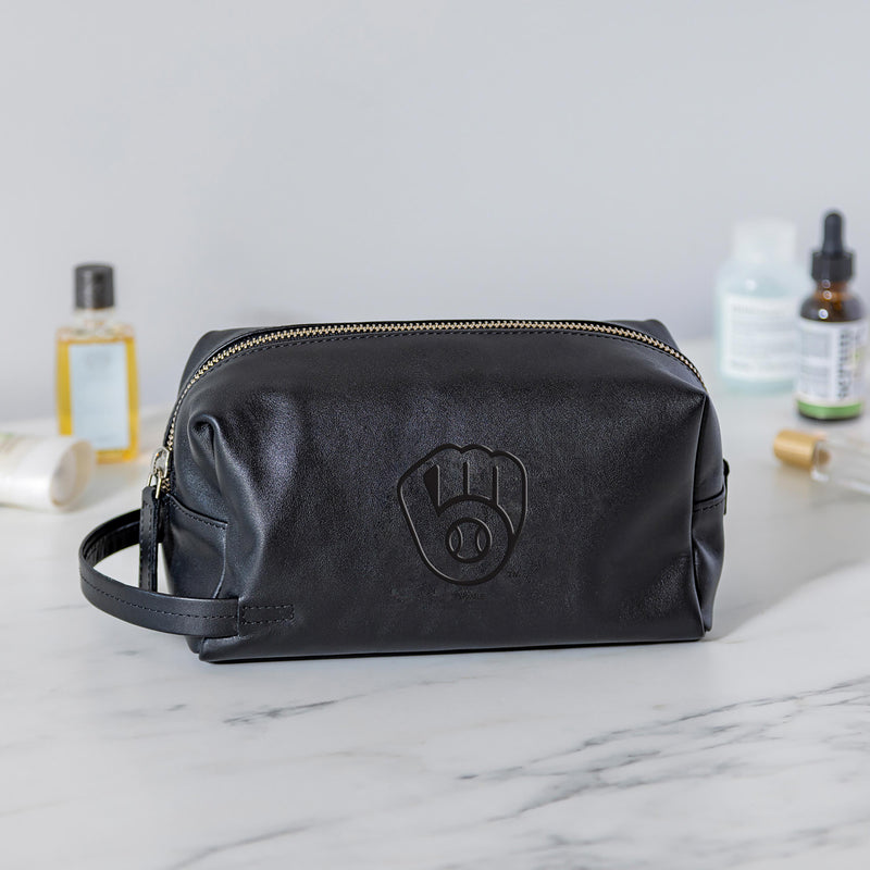 Milwaukee Brewers, Embossed Toiletry Bag, Black