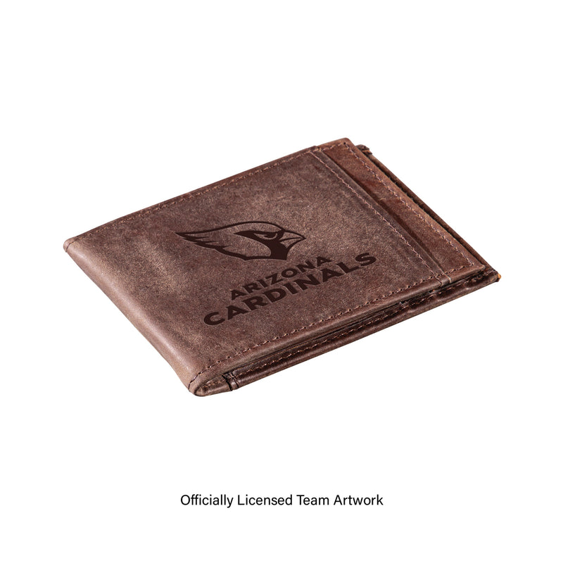Front Pocket Wallet w/ RFID Blocking, Arizona Cardinals, Brown