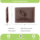 Front Pocket Wallet w/ RFID Blocking, Arizona Cardinals, Brown