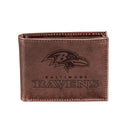 Baltimore Ravens, Bi-Fold Wallet, Brown, CH, 100% Genuine Leather