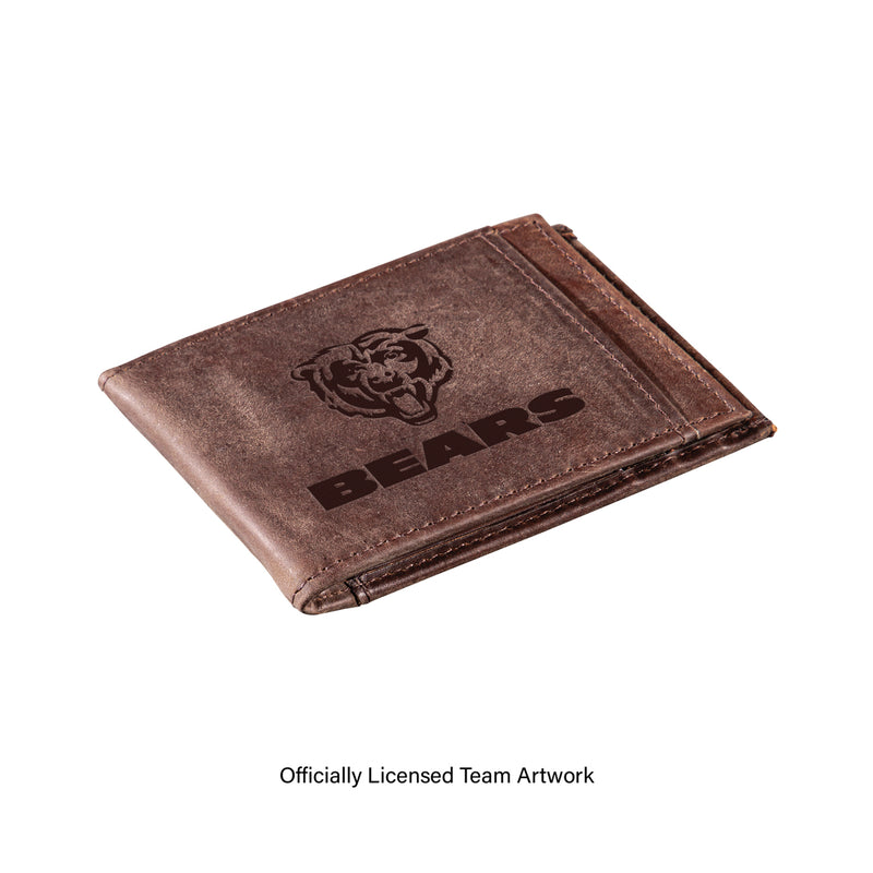 Front Pocket Wallet w/ RFID Blocking, Chicago Bears, Brown