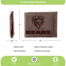 Front Pocket Wallet w/ RFID Blocking, Chicago Bears, Brown