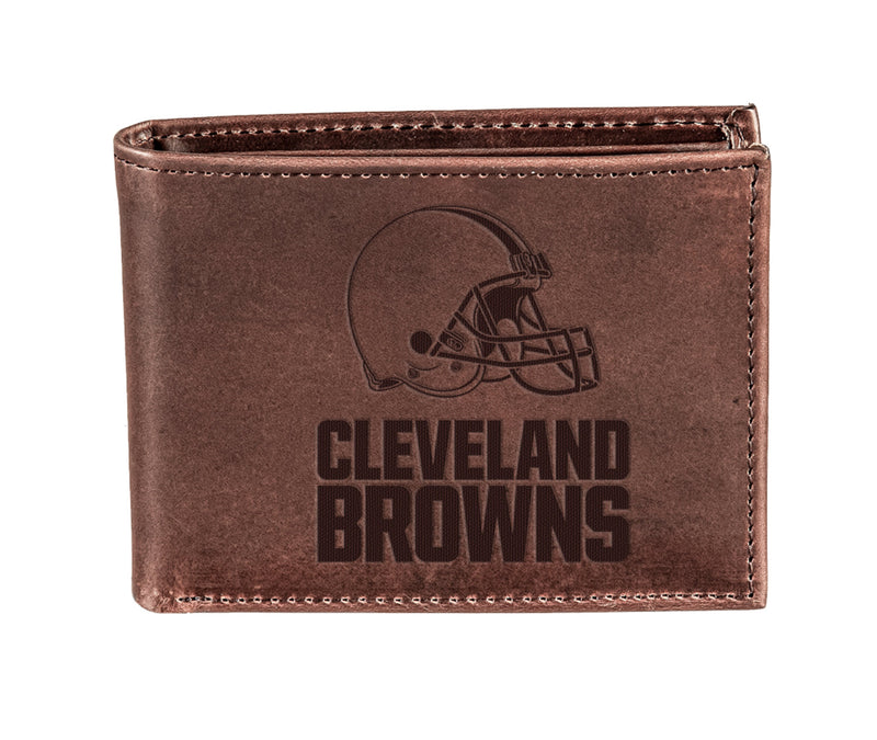 Cleveland Browns, Bi-Fold Wallet, Brown, CH, 100% Genuine Leather