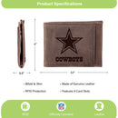Front Pocket Wallet w/ RFID Blocking, Dallas Cowboys, Brown