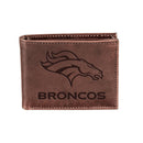 Denver Broncos, Bi-Fold Wallet, Brown, CH, 100% Genuine Leather