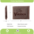 Front Pocket Wallet w/ RFID Blocking, Minnesota Vikings, Brown