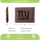 Front Pocket Wallet w/ RFID Blocking, New York Giants, Brown