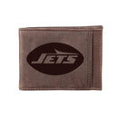 Front Pocket Wallet with RFID Blocking, New York Jets, Brown