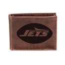New York Jets, Bi-Fold Wallet, Brown, CH, 100% Genuine Leather
