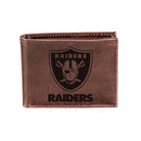 Las Vegas Raiders, Bi-Fold Wallet, Brown, CH, 100% Genuine Leather