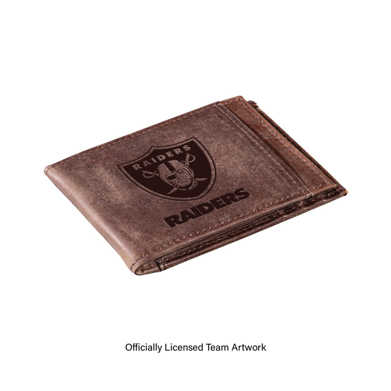 Front Pocket Wallet w/ RFID Blocking, Las Vegas Raiders, Brown