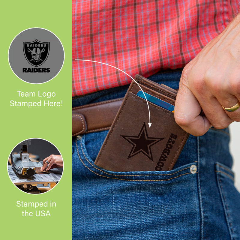 Front Pocket Wallet w/ RFID Blocking, Las Vegas Raiders, Brown