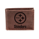 Pittsburgh Steelers, Bi-Fold Wallet, Brown, CH, 100% Genuine Leather