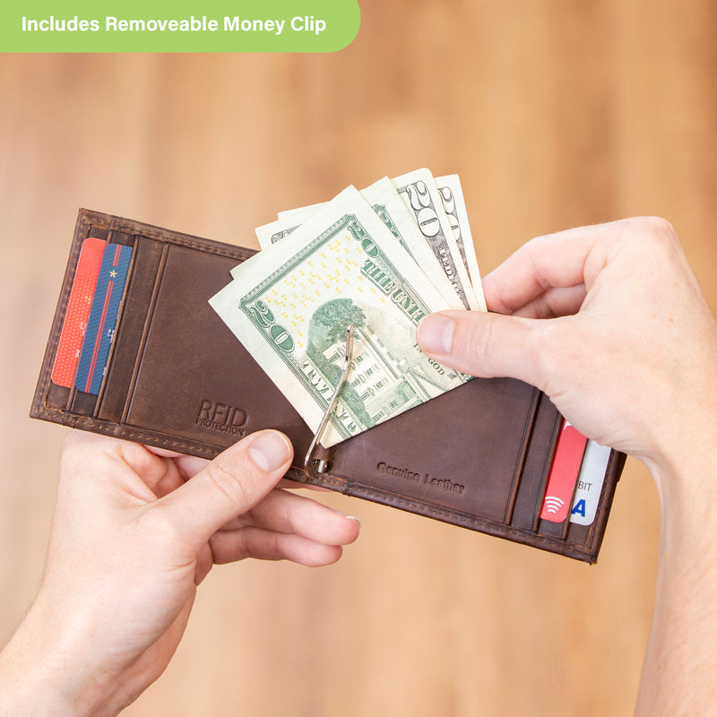 Front Pocket Wallet w/ RFID Blocking, Los Angeles Chargers, Brown