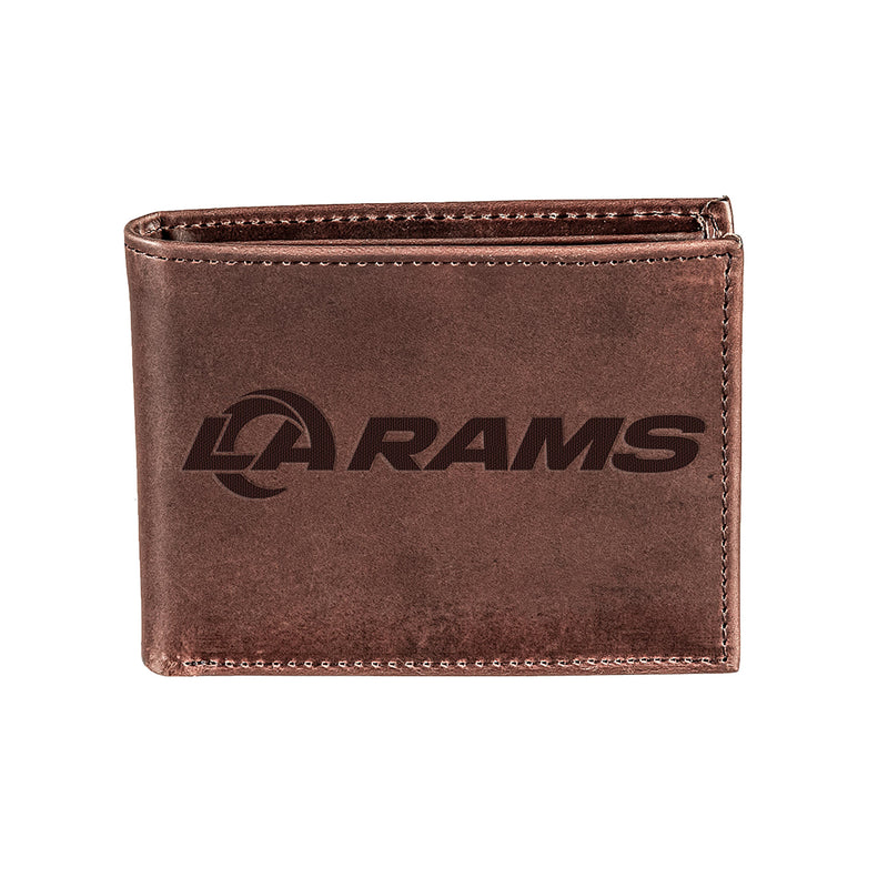 Los Angeles Rams, Bi-Fold Wallet, Brown, CH, 100% Genuine Leather