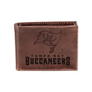 Tampa Bay Buccaneers, Bi-Fold Wallet, Brown, CH, 100% Genuine Leather