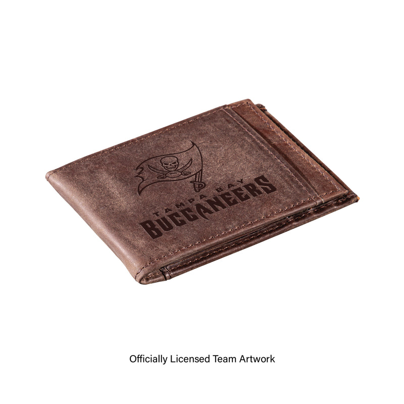 Front Pocket Wallet w/ RFID Blocking, Tampa Bay Buccaneers, Brown