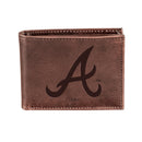 Atlanta Braves Bi-Fold Wallet Brown 100% Genuine Leather