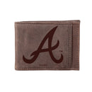 Atlanta Braves Front Pocket Wallet w/ RFID Blocking Brown