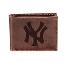 New York Yankees Bi-Fold Wallet Brown 100% Genuine Leather