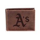 Oakland A's Bi-Fold Wallet Brown 100% Genuine Leather