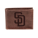 San Diego Padres Bi-Fold Wallet Brown 100% Genuine Leather