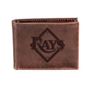 Tampa Bay Rays Bi-Fold Wallet Brown 100% Genuine Leather