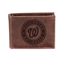 Washington Nationals Bi-Fold Wallet Brown 100% Genuine Leather