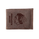 Front Pocket Wallet w/ RFID Blocking, Chicago Blackhawks, Brown