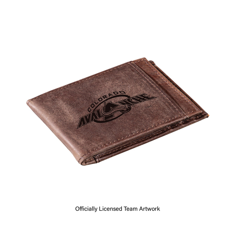 Front Pocket Wallet w/ RFID Blocking, Colorado Avalanche, Brown