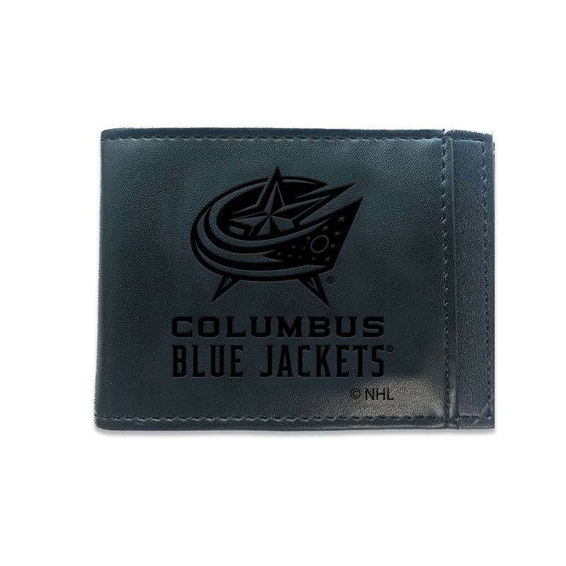 Front Pocket Wallet w/ RFID Blocking, Columbus Blue Jackets, Black