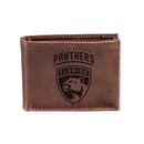 Florida Panthers, Bi-Fold Wallet, Brown, CH, 100% Genuine Leather