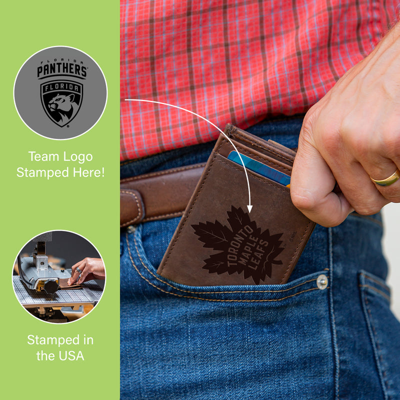 Front Pocket Wallet w/ RFID Blocking, Florida Panthers, Brown