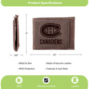 Front Pocket Wallet w/ RFID Blocking, Montreal Canadiens, Brown