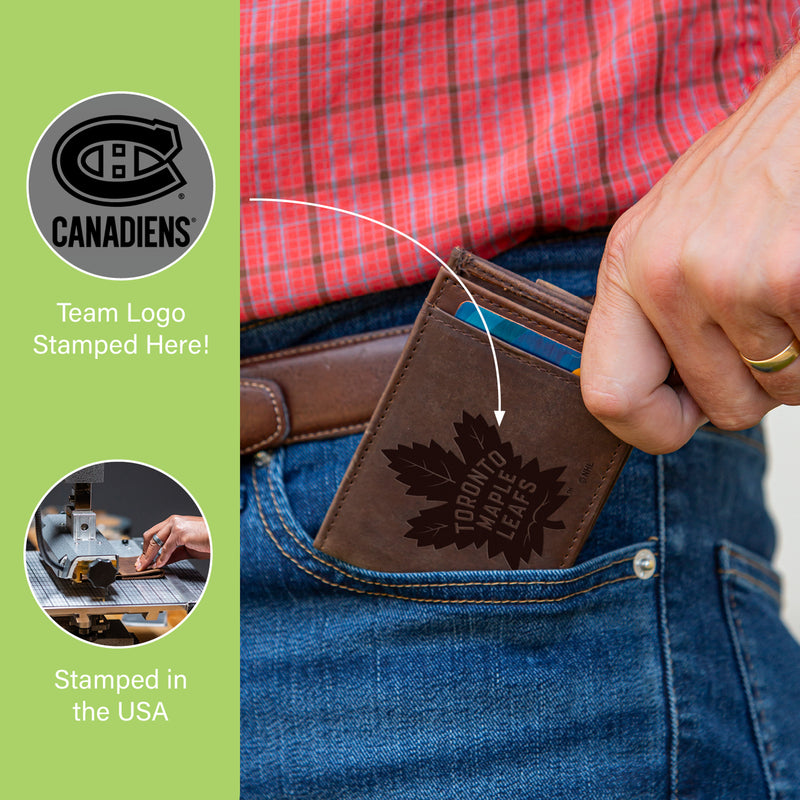 Front Pocket Wallet w/ RFID Blocking, Montreal Canadiens, Brown