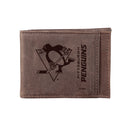 Front Pocket Wallet w/ RFID Blocking, Pittsburgh Penguins, Brown